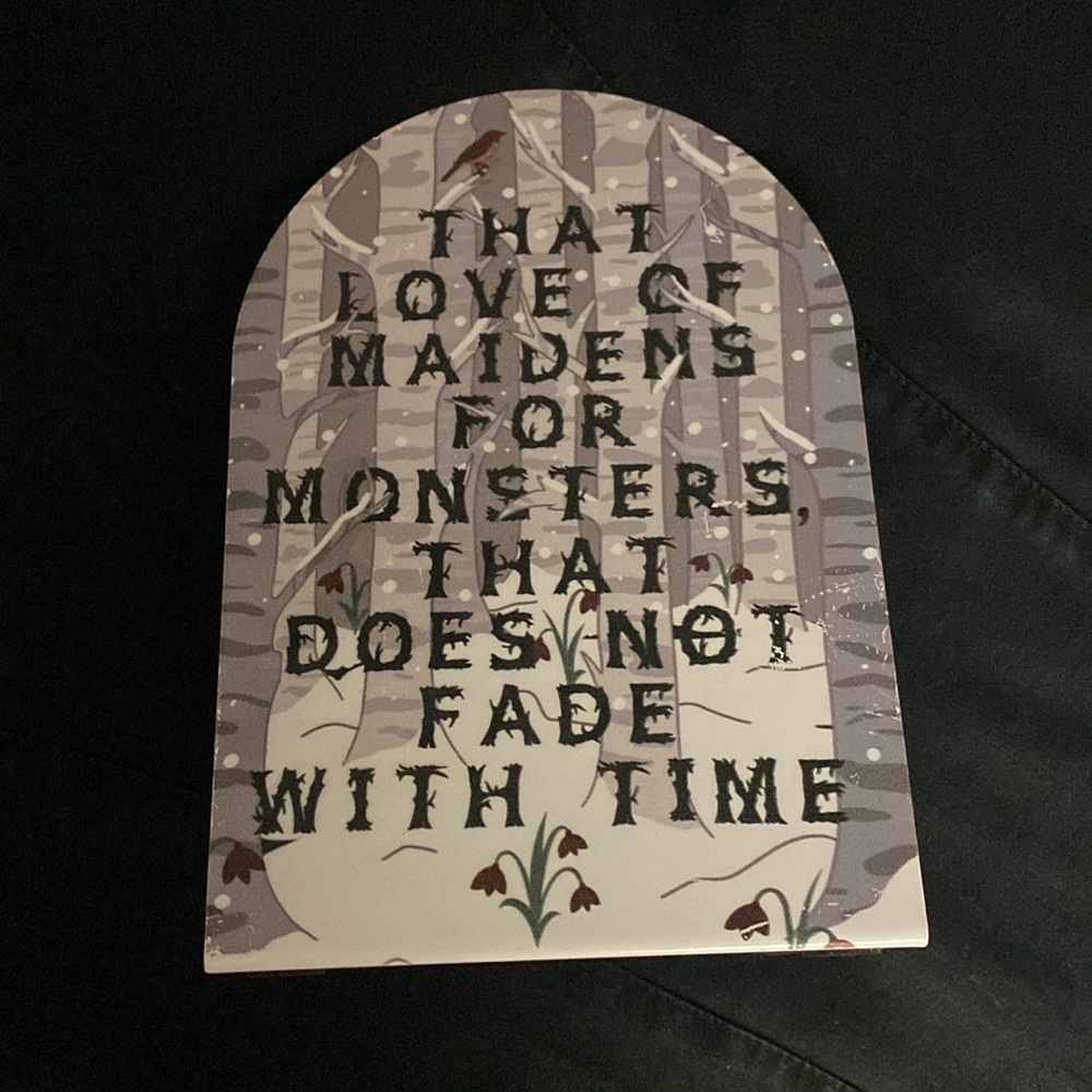 Owlcrate metal bookend or shelf sign, love of monsters, Halloween, Gothic fandom